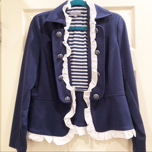 NY Collection Jackets & Blazers - NY Collection Blue/White Nautical/Military Blazer
